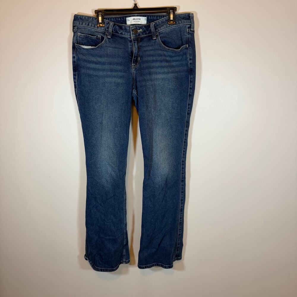 Hollister Low Rise Boot Cut Jeans Dark Wash Blue Womens 32 Long Floral Pockets